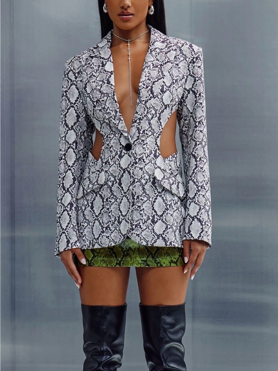 Fashion Nova Jackets & Blazers - Fashion Nova Black & White Snake Print Blazer